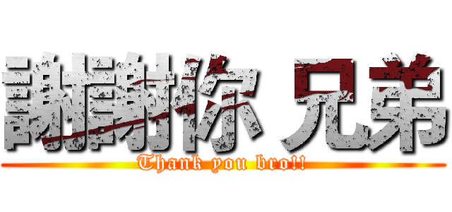 謝謝你 兄弟 (Thank you bro!!)