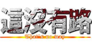 這沒有路 (That's no way)