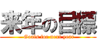 来年の目標 ( Goals for next year)
