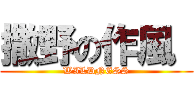 撒野の作風  (WILDNESS)