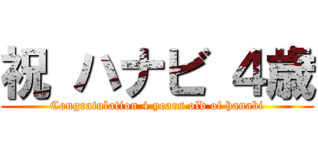 祝 ハナビ ４歳 (Congratulation 4 years old of hanabi)