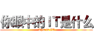 你眼中的ＩＴ是什么 (What is IT)