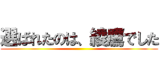 選ばれたのは、綾鷹でした ()