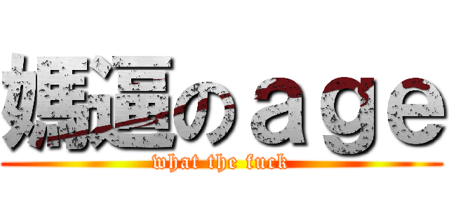 媽逼のａｇｅ (what the fuck)