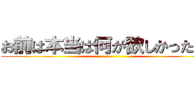 お前は本当は何が欲しかったんだ (....)