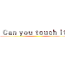  Ｃａｎ ｙｏｕ ｔｏｕｃｈ ｉｔ？ ()