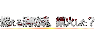燃える消防魂、鎮火した？ ()