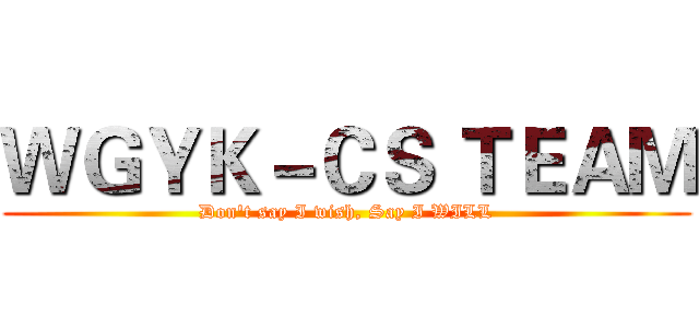 ＷＧＹＫ－ＣＳ ＴＥＡＭ (Don't say I wish, Say I WILL)