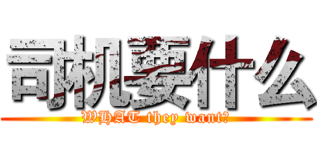 司机要什么 (WHAT they want？)