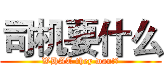 司机要什么 (WHAT they want？)