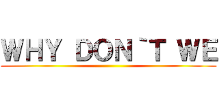 ＷＨＹ ＤＯＮ｀Ｔ ＷＥ ()