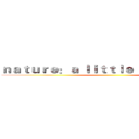 ｎａｔｕｒｅ：ａ ｌｉｔｔｌｅ ｉｎｔｒｏｖｅｒｔ ()