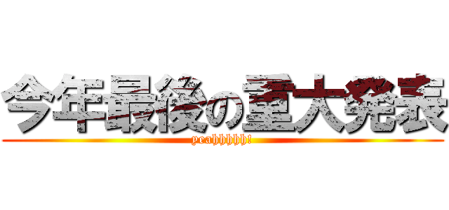 今年最後の重大発表 (yeahhhhh!)