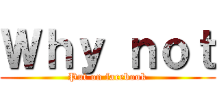 Ｗｈｙ ｎｏｔ (Put on facebook)