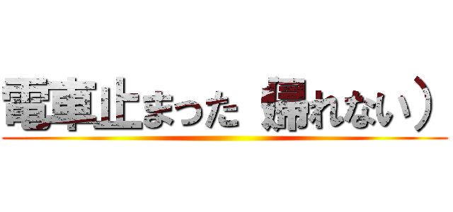 電車止まった（帰れない） ()