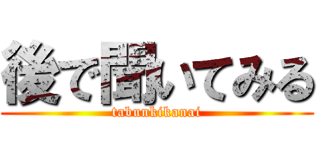 後で聞いてみる (tabunkikanai)