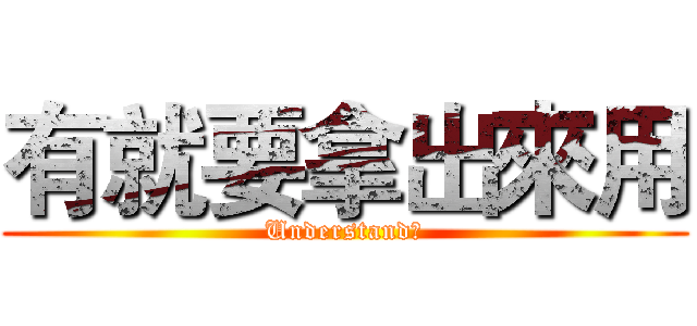 有就要拿出來用 (Understand?)