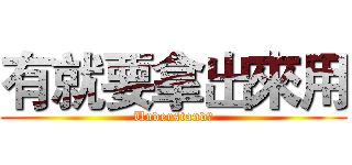 有就要拿出來用 (Understand?)