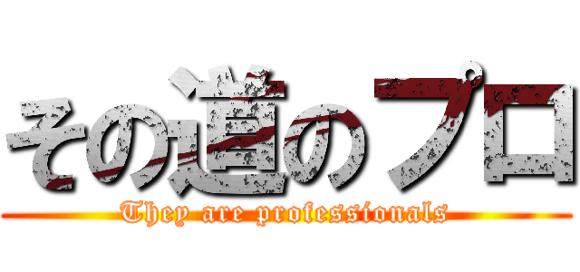 その道のプロ (They are professionals)