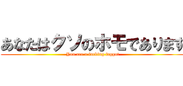 あなたはクソのホモであります (You are a fucking faggot)