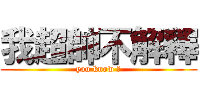 我超帥不解釋 (you know ?)