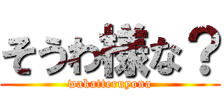 そうわ様な？ (wakatteruyona)