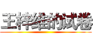 王梓维的试卷 ()