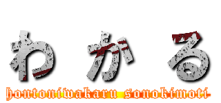 わ か る (hontoniwakaru sonokimoti)