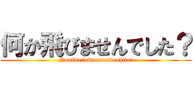 何か飛びませんでした？ (Nanika tobimasendeshita?)