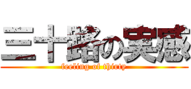 三十路の実感 (feeling of thirty)