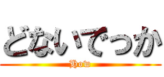 どないでっか (How)