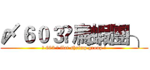 〆６０３✖扁蝦團╮ (〆 603 ✖ flat shrimp group ╮)