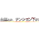 台風とか、テンション下がるわ ()