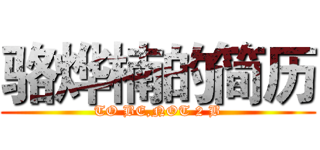 骆烨楠的简历 (TO BE,NOT 2 B)