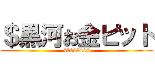 ＄黒河お金ピット (40033444)