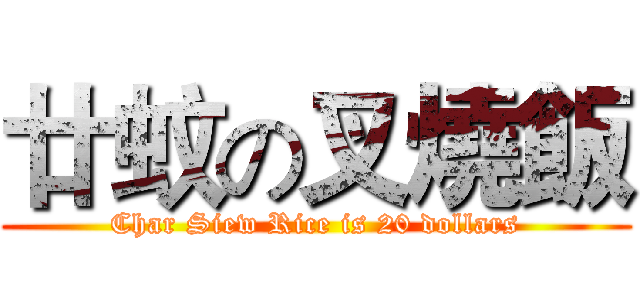 廿蚊の叉燒飯 (Char Siew Rice is 20 dollars)