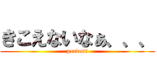 きこえないなぁ、、、 (pardon？)