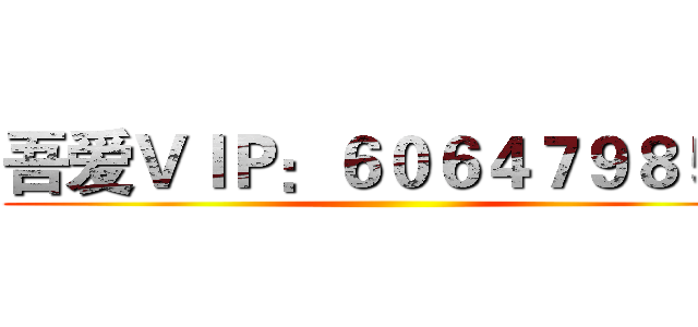 吾爱ＶＩＰ：６０６４７９８５５ ()