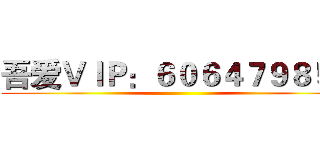 吾爱ＶＩＰ：６０６４７９８５５ ()