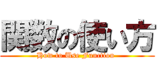 関数の使い方 (How to Use Function )
