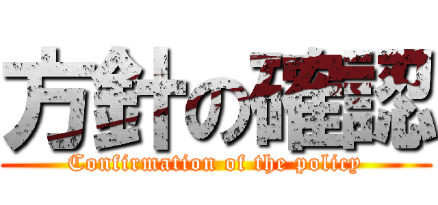 方針の確認 (Confirmation of the policy)