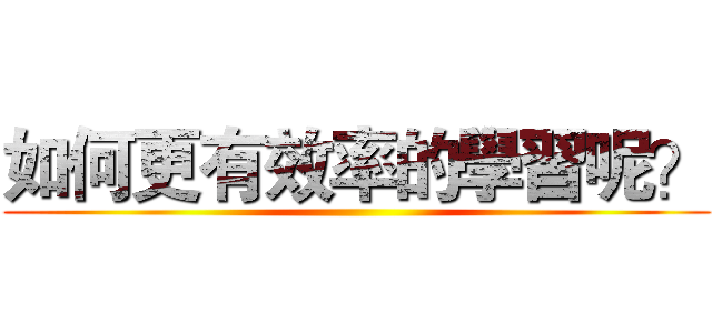 如何更有效率的學習呢？ ()
