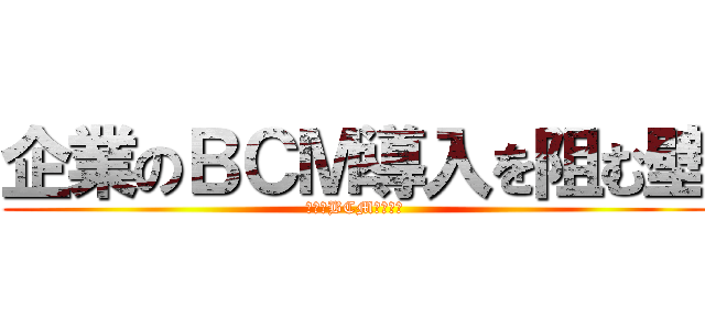 企業のＢＣＭ導入を阻む壁 (最適なBCMとは何か)