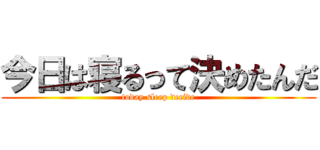 今日は寝るって決めたんだ (today sleep decide)