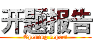 开题报告 (Opening report)