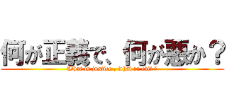 何が正義で、何が悪か？ (What is justice , what is evil ?)