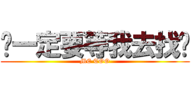 你一定要等我去找你 (ME TOO)