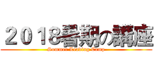 ２０１８暑期の講座 (Sommer Leading Camp)