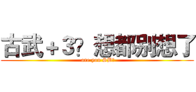 古武＋３？想都别想了 ( are you SB？)