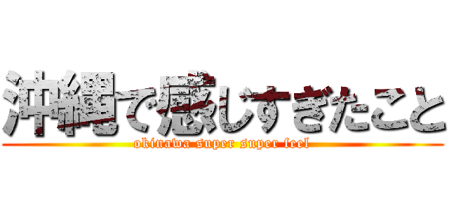 沖縄で感じすぎたこと (okinawa super super feel)